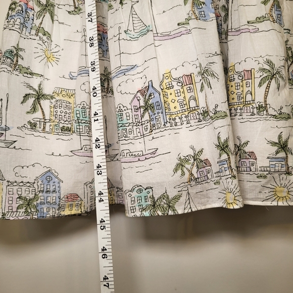 Talbots Ruffle Fit & Flare Dress Scenic Curacao Beach Palm 100% Cotton Women's 6 - Picture 7 of 13